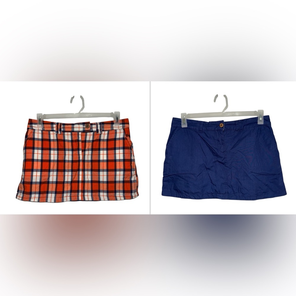Olde School Skirt Reversible Plaid Navy Blue Y2K Preppy Boho Academia Mini Sz 10